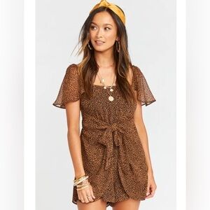 UEC SHOW ME YOUR MUMU Brown Black Lucky Leopard Kinsley Romper Lined Sz Med